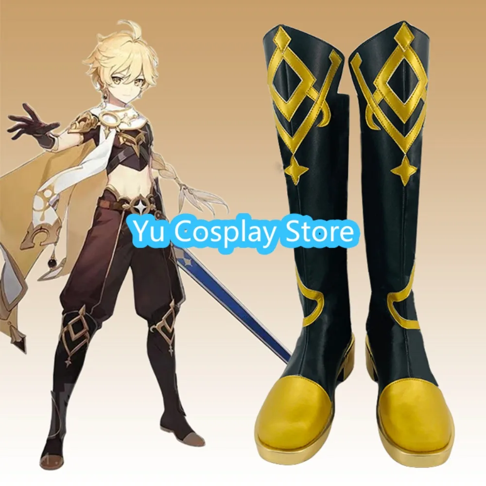 

Yu Cosplay Store Genshin Impact Aether Traveler Boots Cosplay Shoes Anime Cosplay Shoes Boots Halloween Costumes Props