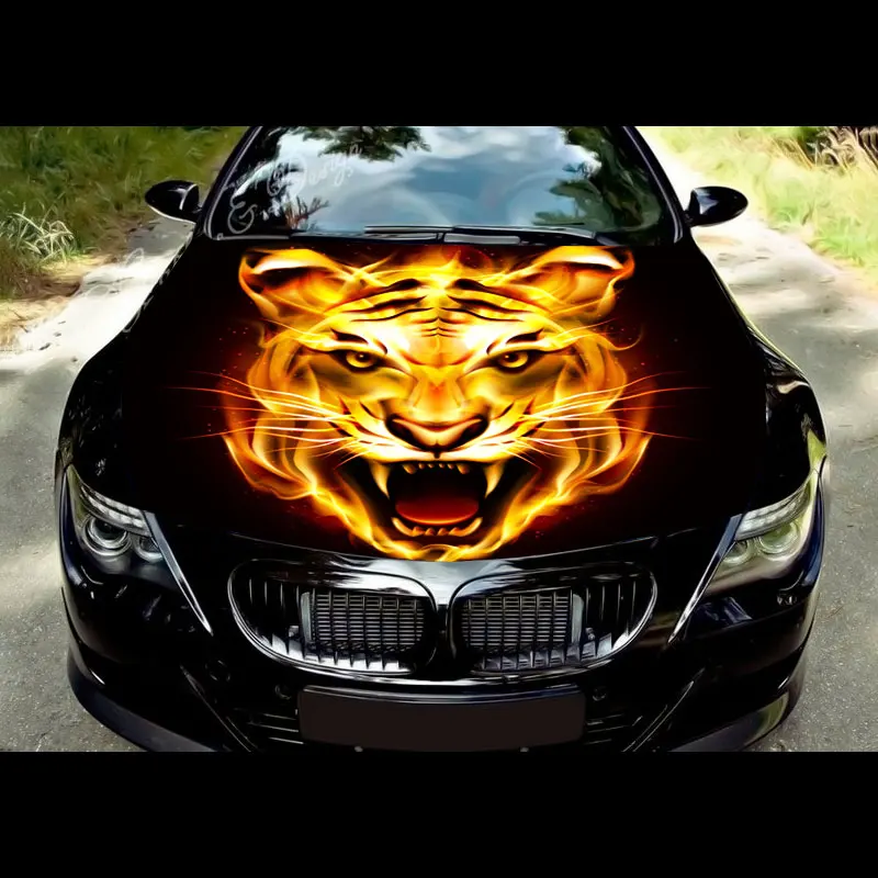 Blue Flame Car Hood Wrap Decal Vinyl Sticker Full Color Graphic Car Sticker Full Color Graphic Custom Image Fit Any Car