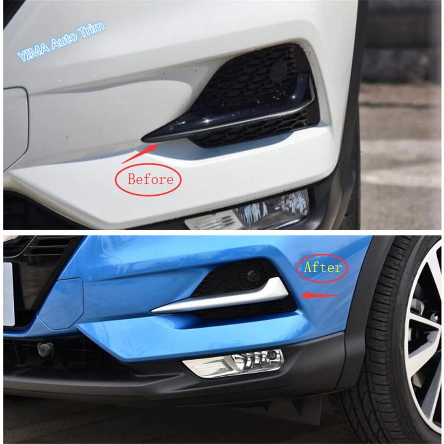 ABS Chrome Front Head Fog Light Lamp Cover Trim Bumper Reflector Accessories 2PCS Fit For Nissan Qashqai J11 2018 - 2020