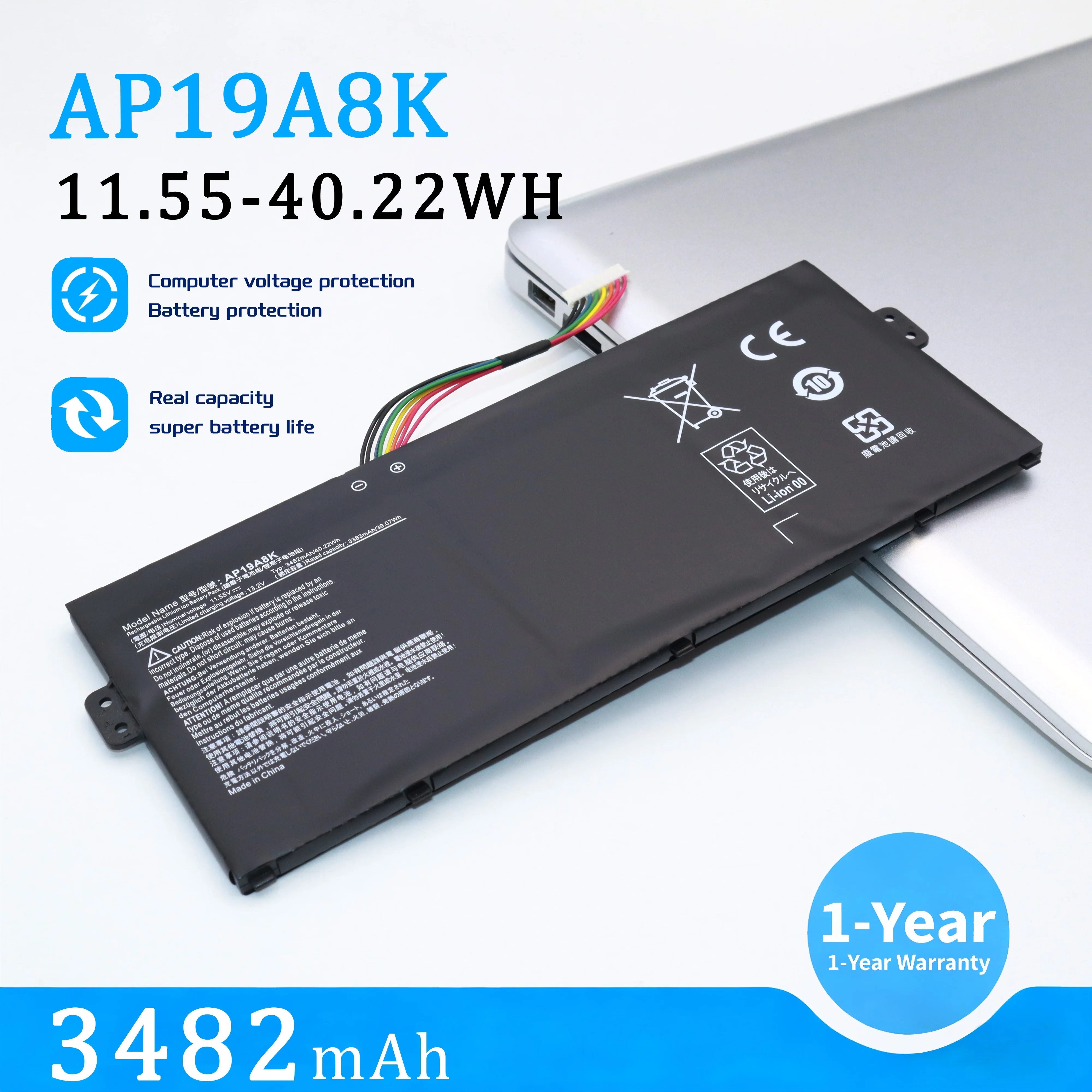 AP19A8K Laptop Battery for Acer Chromebook Spin 311 CP311-1H CP311-1HN 2HN Series R752TN-C07T R752T-C3M5 3ICP5/58/72