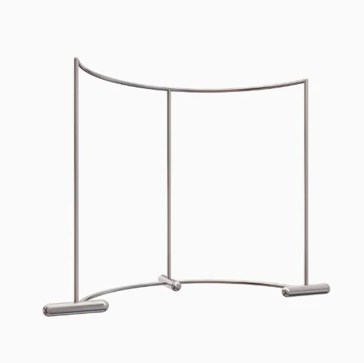 

Removable Eco-Friendly Curved Stainless Steel Brushed Silver Floor Standing Island Display Rack for Clothing Store