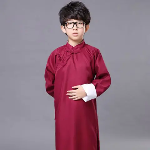 Children's Crosstalk Coat Costume Performance Costume China Robe Long Shirt men Boy mandarin jacket Crosstalk jacket cheongsam