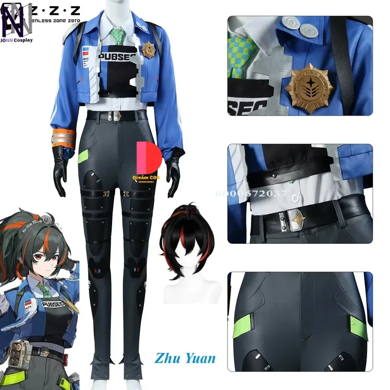 

Zenless Zone Zero Game Zhu Yuan Косплей Костюм Парик Униформа Криминальное расследование Специальная команда реагирования Одежда на Хэллоуин Женская