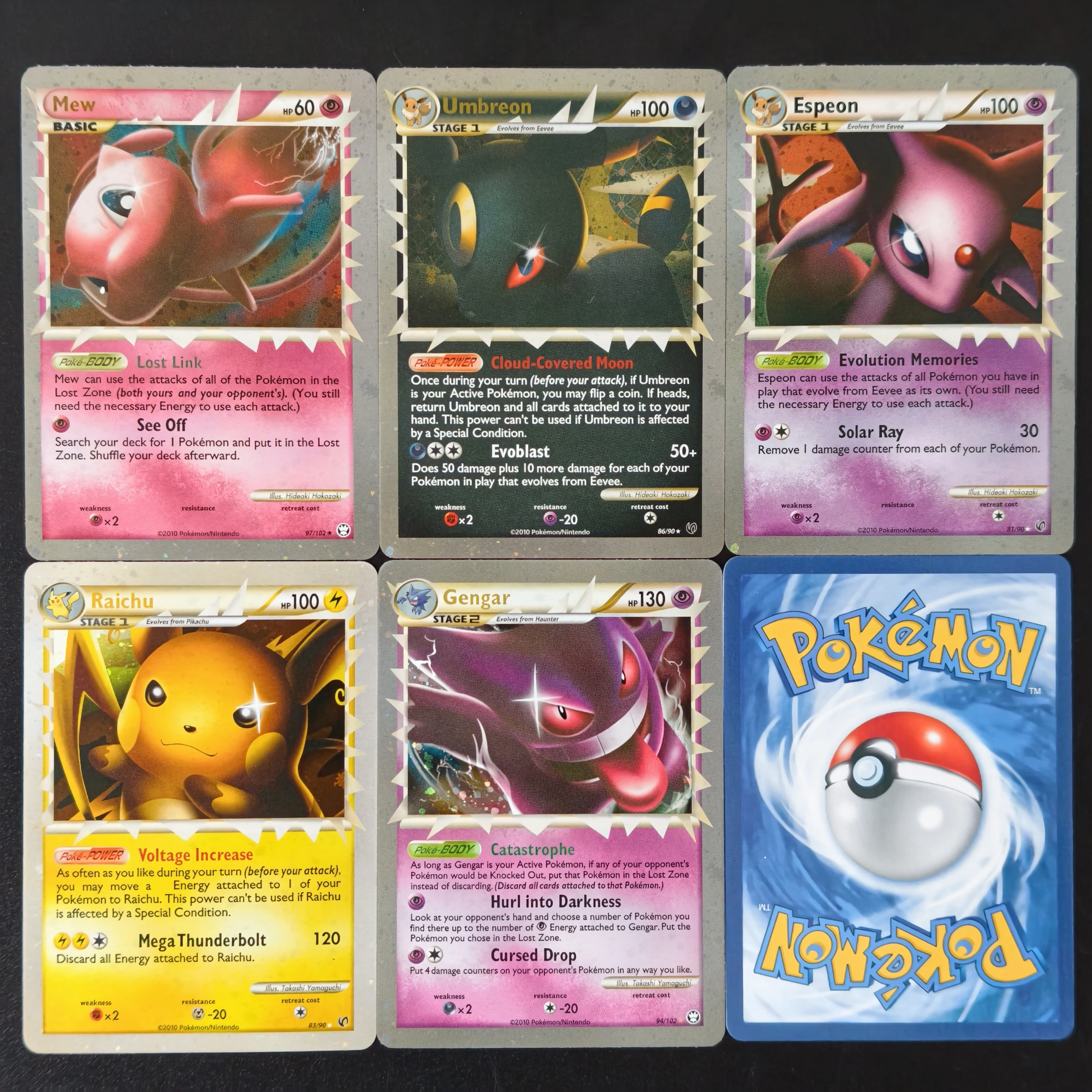 English PKM Card Vintage Umbreon Espeon Raichu Gengar Star Eyes Holo Foil Card TCG Advanced Anime Collection Card
