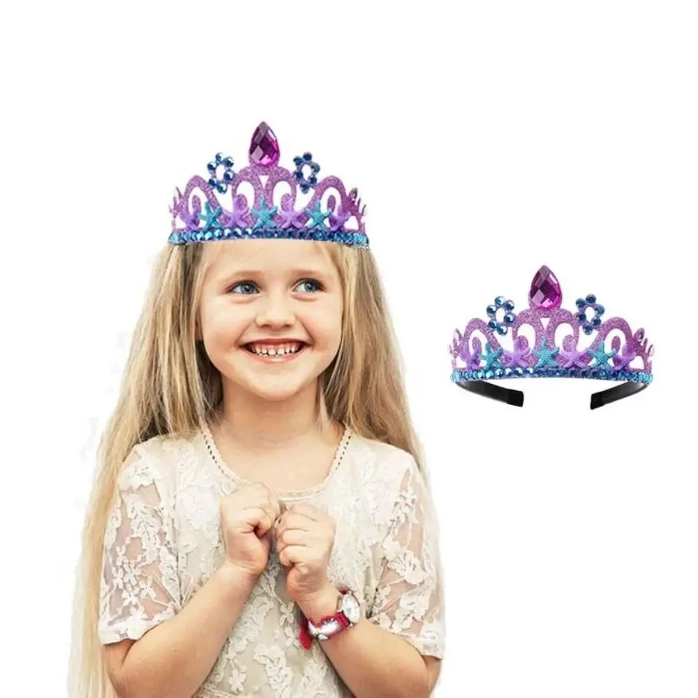 1 szt Ocean Starfish Mermaid Party Crown Headband Mermaid Tail Hat Photo Props for Girl Birthday Head Hoop Headwear Accessories — zdjęcie 4
