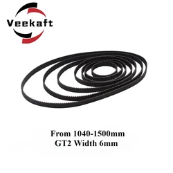 Veekaft 1PCS 3D Printer Parts GT2 6mm Closed Loop Rubber Timing Belt From1040mm To 1500mm Width 6mm 2GT