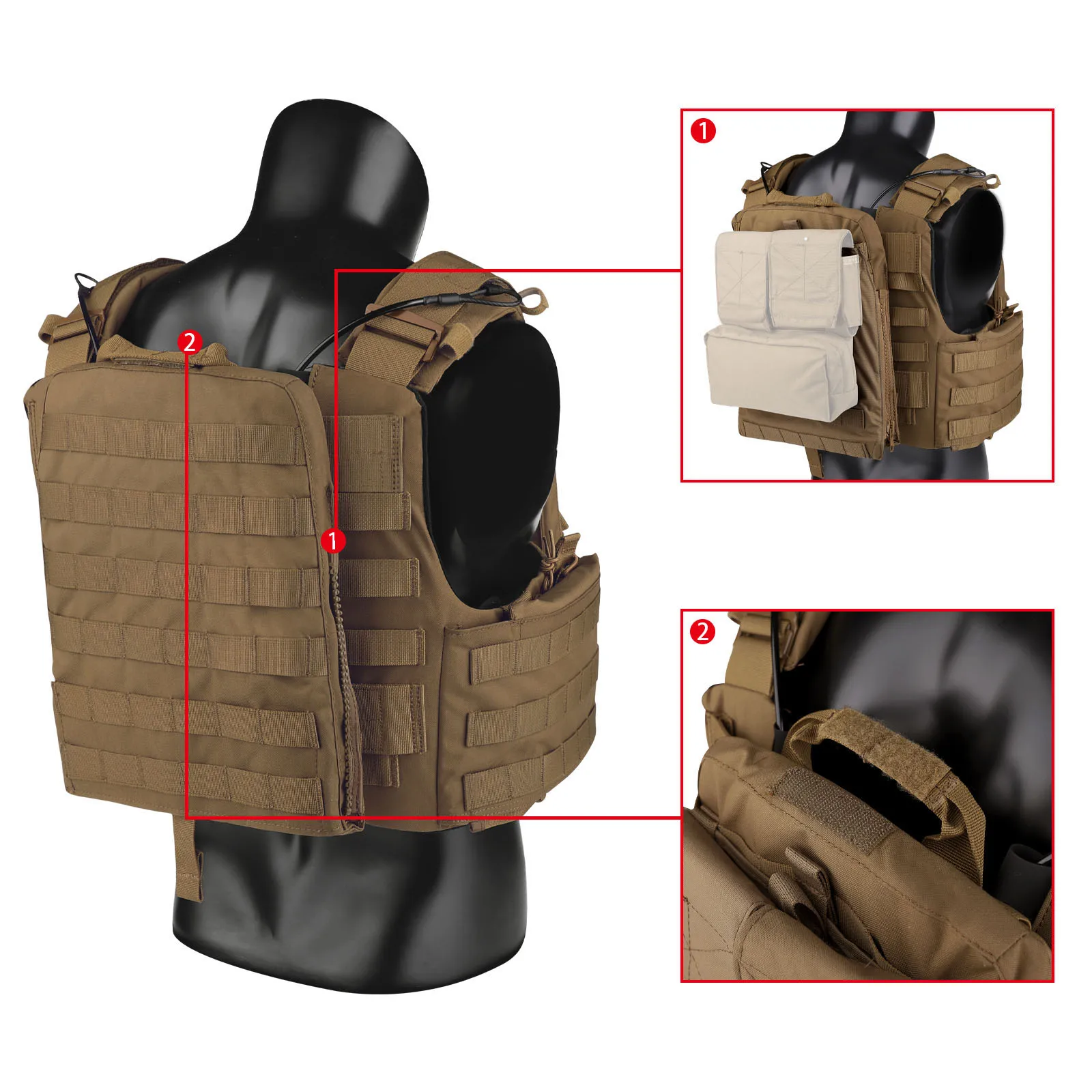 KRYDEX التكتيكية مول CPC لوحة الناقل سترة مع راديو الجانب الحقيبة ماج الحقيبة الثقيلة درع للجسم القتالية واقية الرجال سترة #3