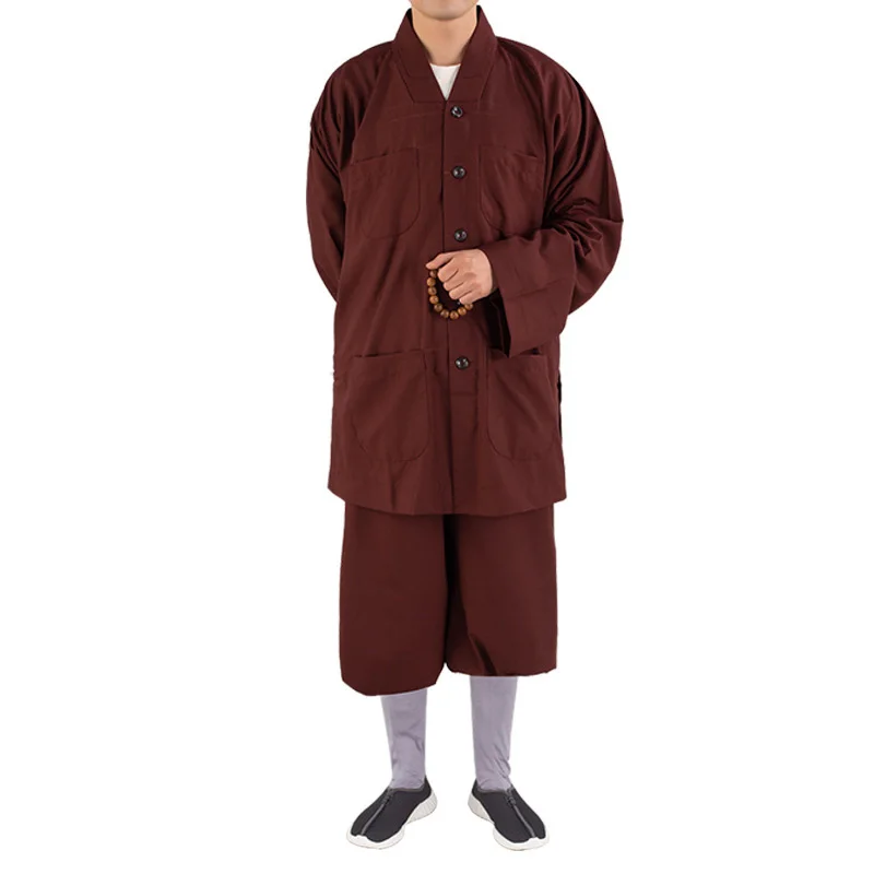 Tradizionale buddismo cinese Arhat abito Set uomo monaco Robe vestiti top e pantaloni vestiti buddisti Kung Fu uniforme arti marziali