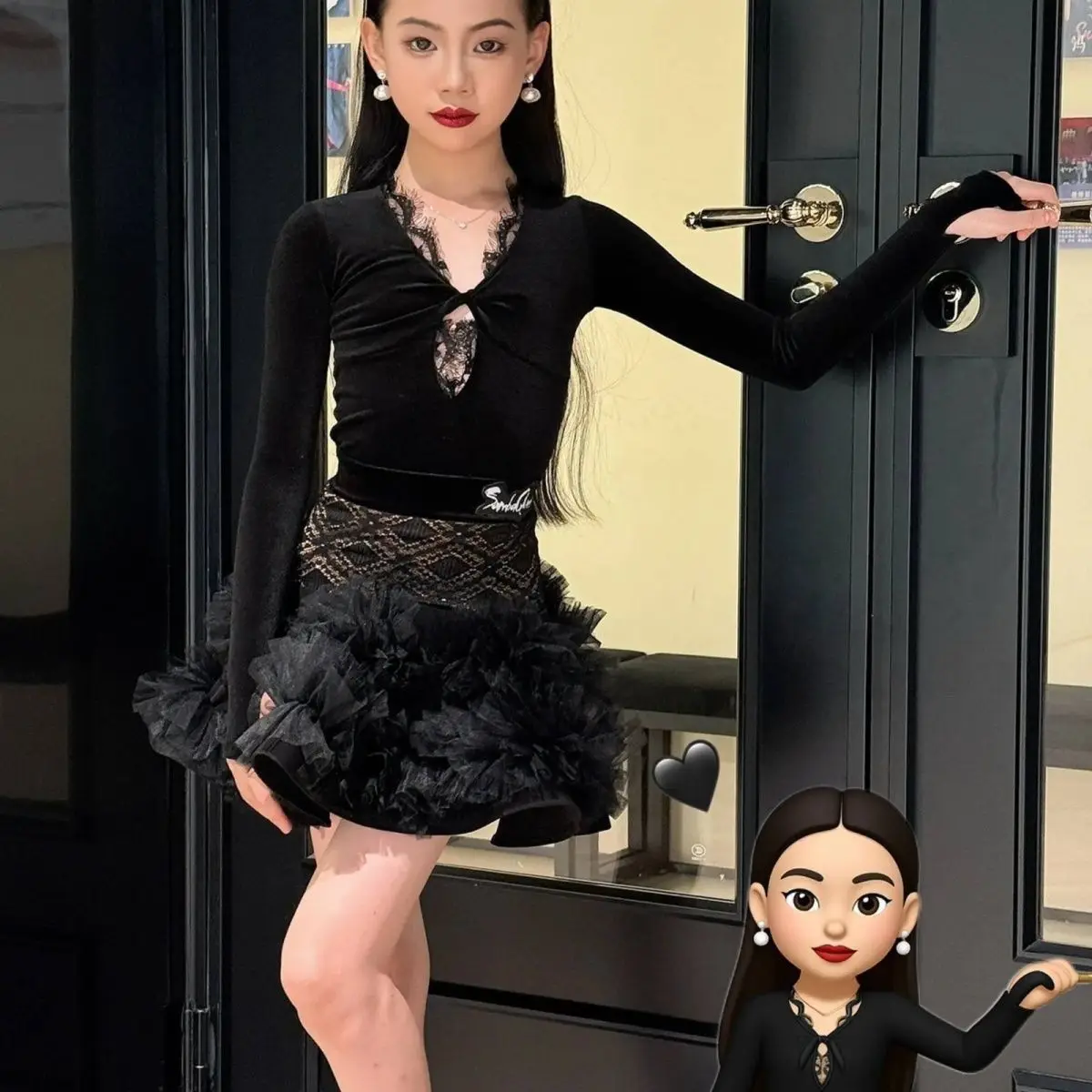 Robe de danse latine personnalisée, tenue d'entraînement en velours pelucheux et dentelle, Patchwork, pour filles dansantes