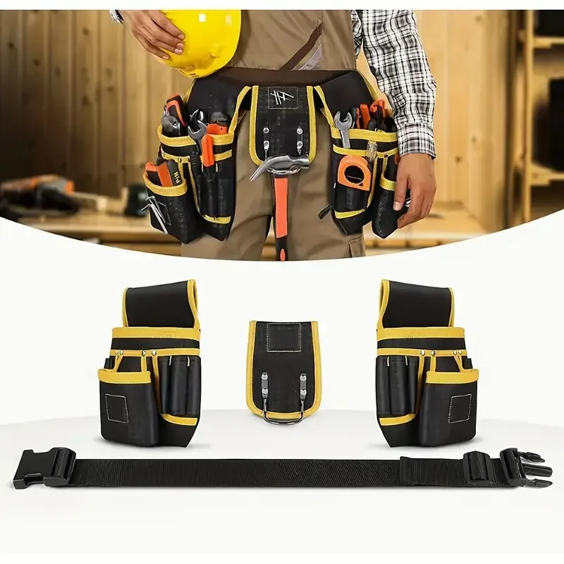 Magnetic Tool Belt with 26 Pockets Adjustable Multi Pocket Waist Pouch for Daily Repair Hardware Storage
