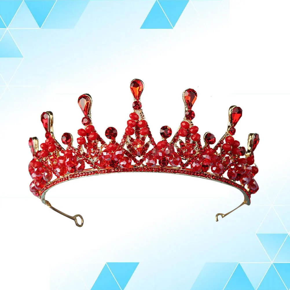 1 قطعة تاج حجر الراين أغطية الرأس الزفاف أنيقة خفيفة الوزن تألق غطاء الرأس لحفل زفاف مأدبة التصوير الفوتوغرافي الأحمر #1