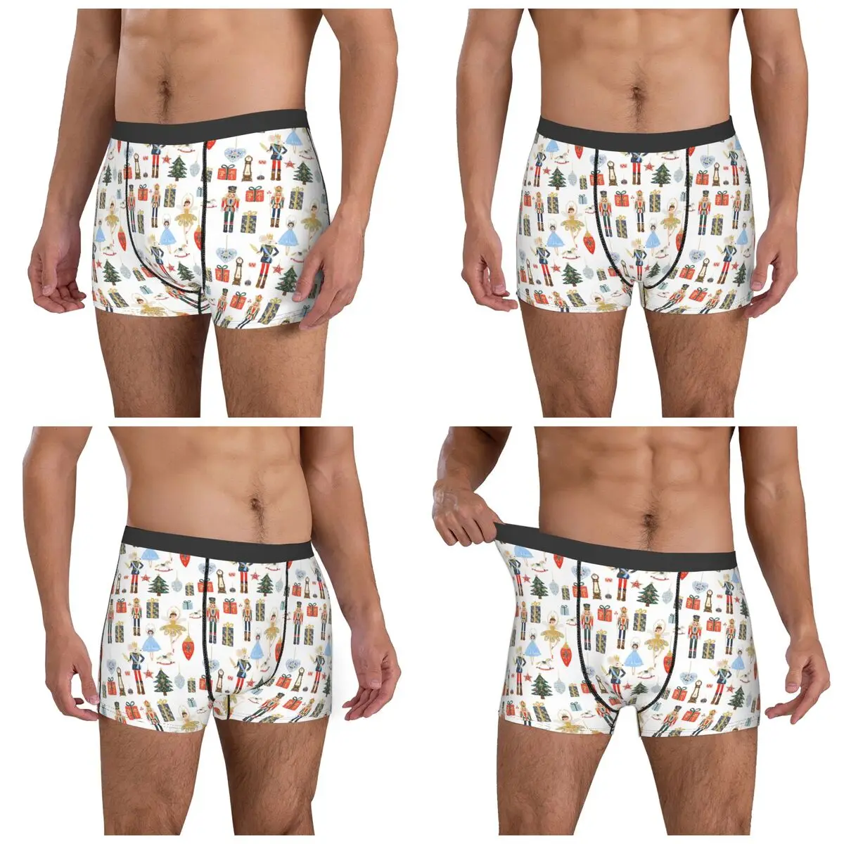 Boxer Underpants Shorts Christmas Nutcrackers Stars Ballerina Violin Panties Men Soft Underwear for Homme Man Boyfriend Gifts