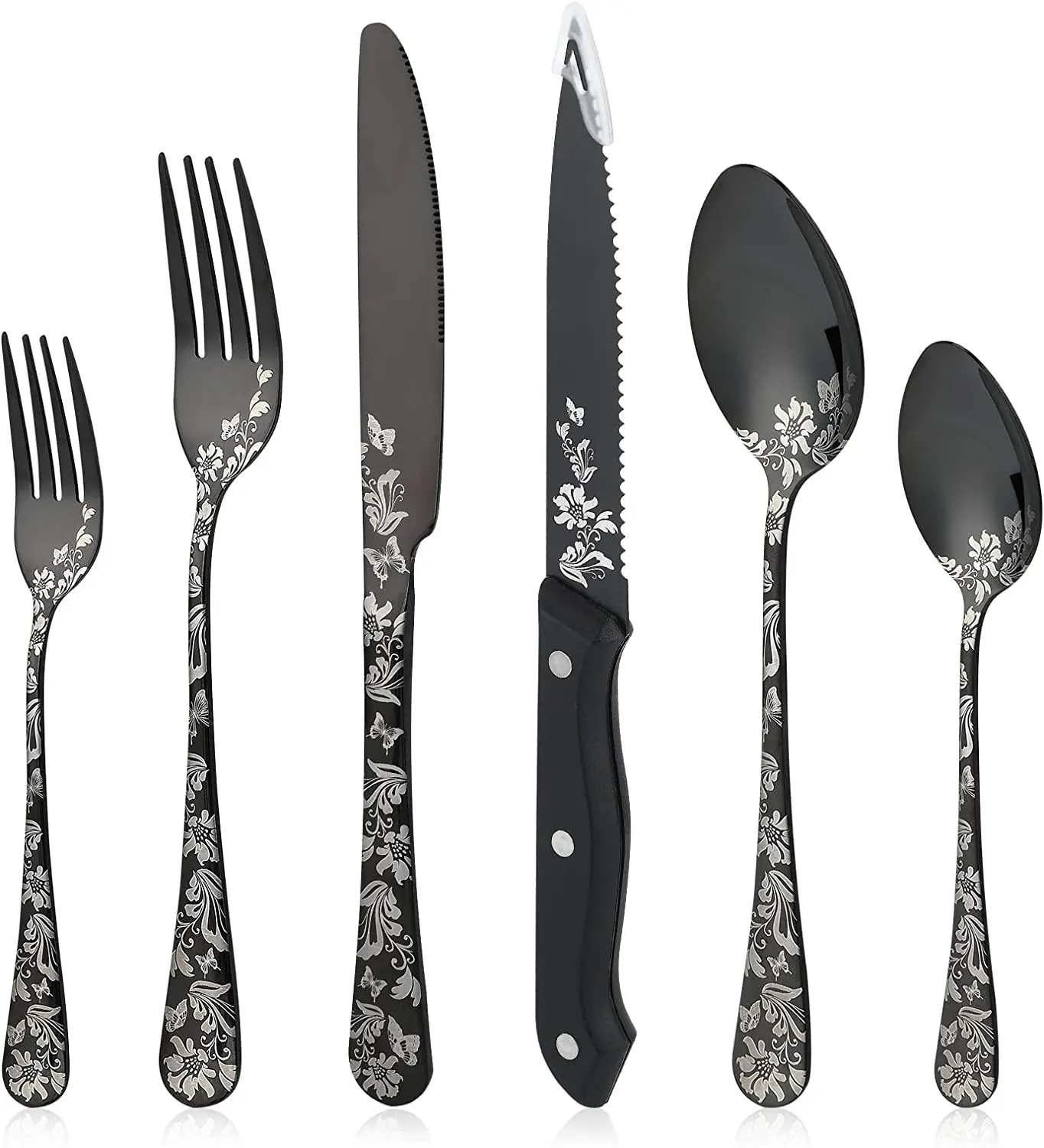 24pcs Silverware Sets, Flatware Set , Stainless Steel Cutlery Sets for Home Kitchen Restaurant Hotel, Dishwasher Safe