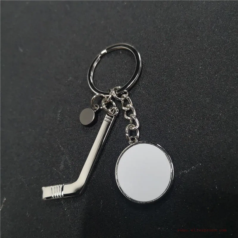 sublimation blank Hockey keychains key ring heat transfer printing  blank diy materials 20pcs/lot