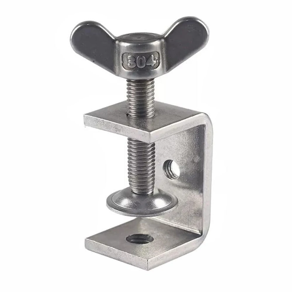 1Pcs 304 Stainless Steel C-Type Clamp 20mm~130mm Heavy Duty Desktop Clamp Wing Adjustable Desk Fixed Holder Clip