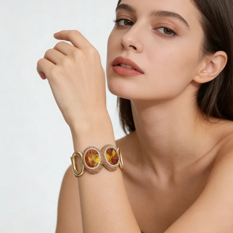 Sudan Zultanite Crystal Bangle Color Change Cuff Bracelet Euro American Personalized Fashion Women Wedding Jewelry