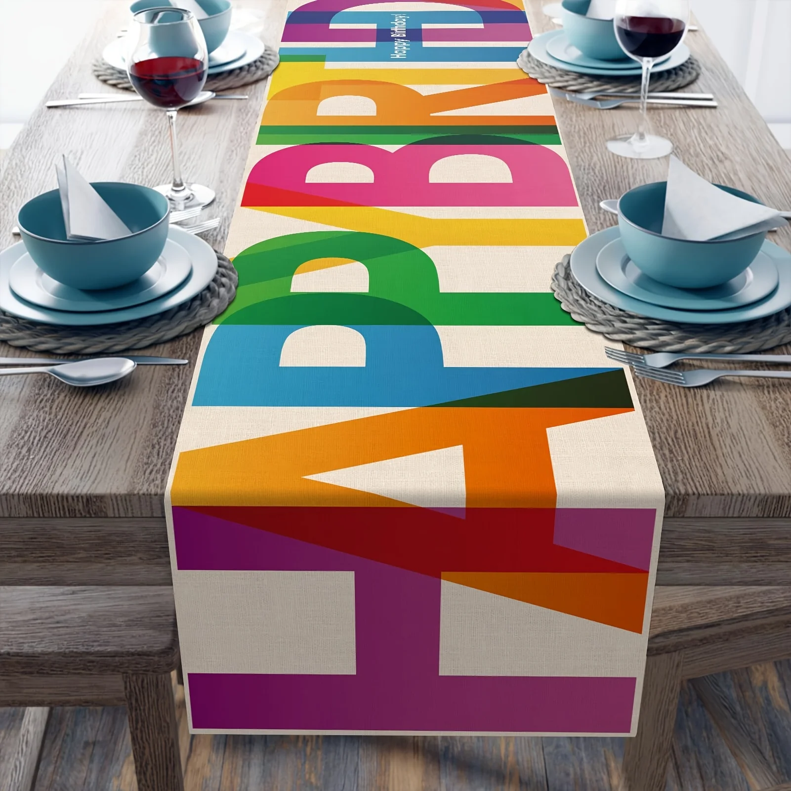 1 Stück alles Gute zum Geburtstag Tischläufer bunte Tischdecke Geburtstag Party Dekorationen Kinder Erwachsene Zuhause 1. Geburtstag Tischläufer Abdeckung