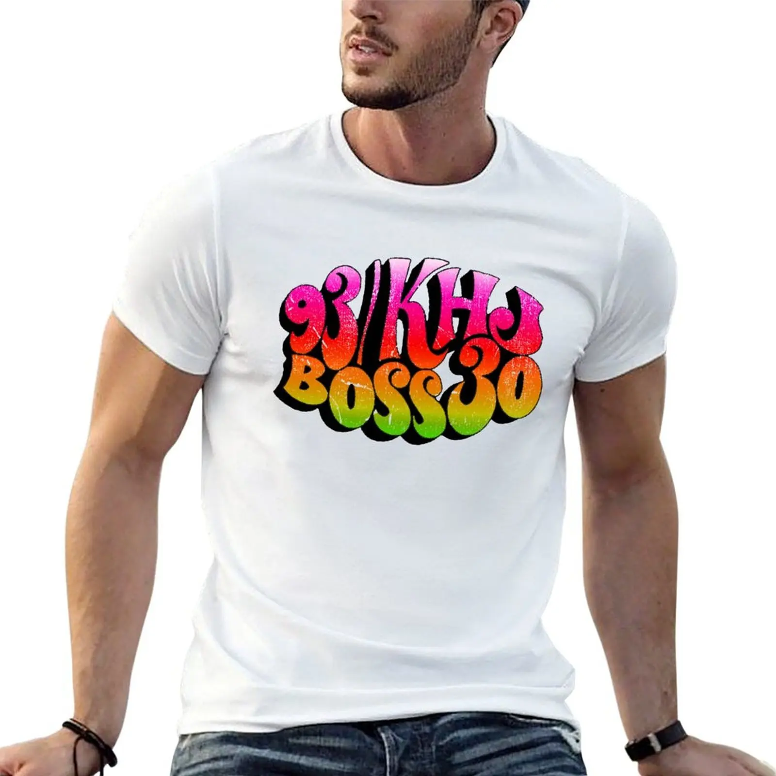 

93 KHJ RADIO T-Shirt t shirt men 100% cotton luxury brand t shirts with prints man t shirt heavy cotton T-shirt