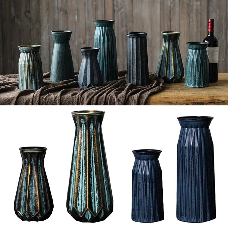 

Chinese Retro Coarse Pottery Vase Flower Ware Home Ornament Living Room Desktop Bookshelf Artistic Decoration Rustic Art Style