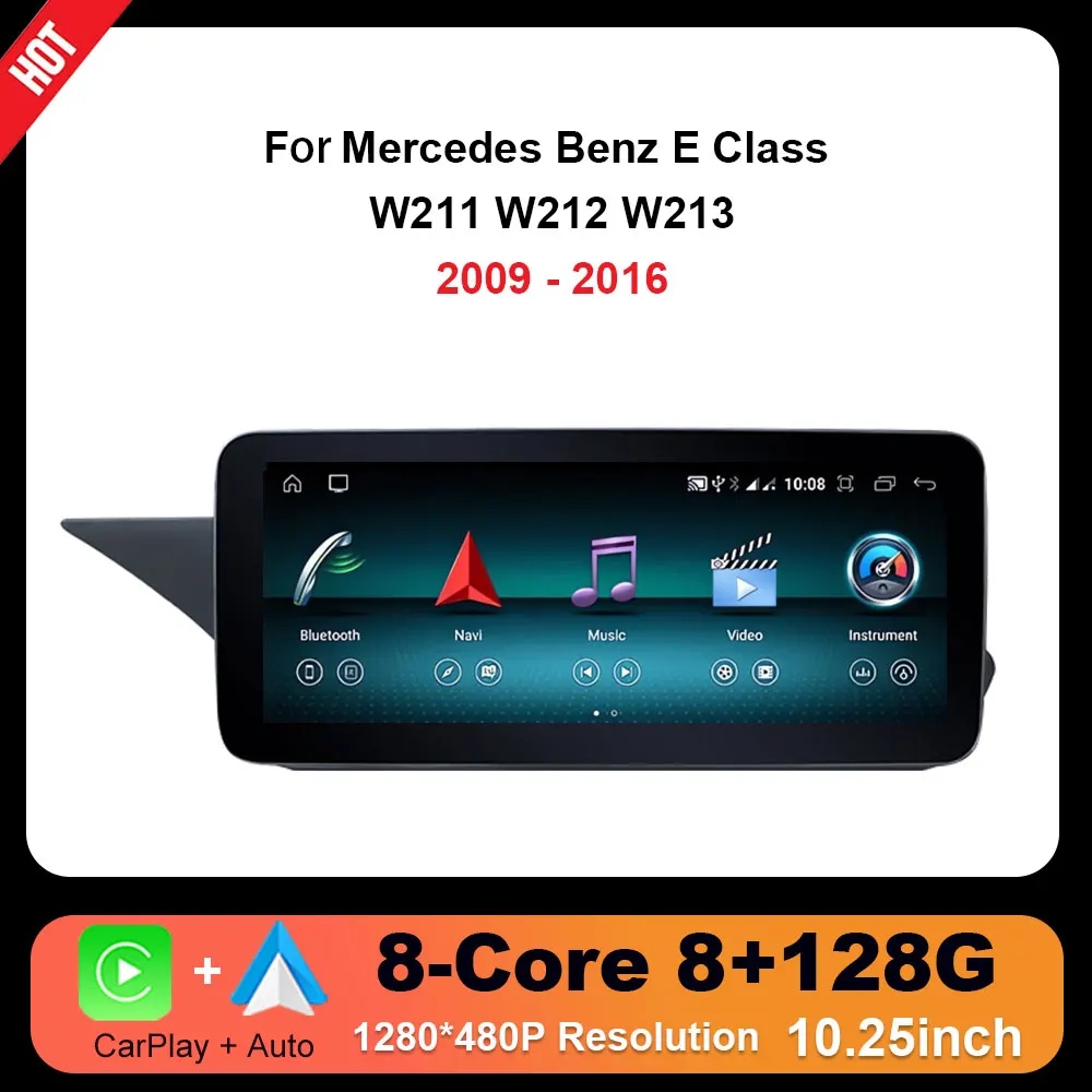 IPS Screen Android 14 For Mercedes Benz E Class W212 2009 - 2016 Car Raido GPS Navigation Multimedia Player Video System 4G WIFI