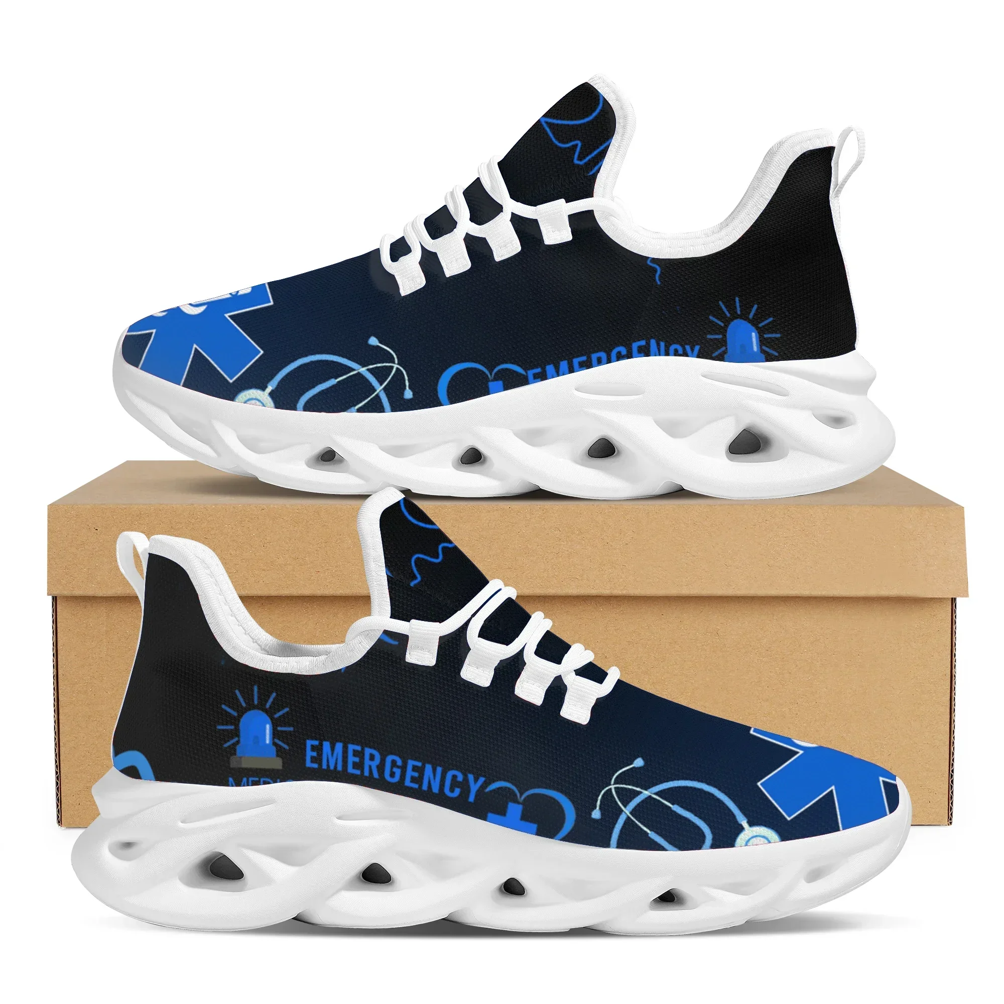 

EMT EMS EMR Paramedic Print Shoes For Women Medical Surgical Design Breathable Sneakers Lace Up Footwear Zapatos