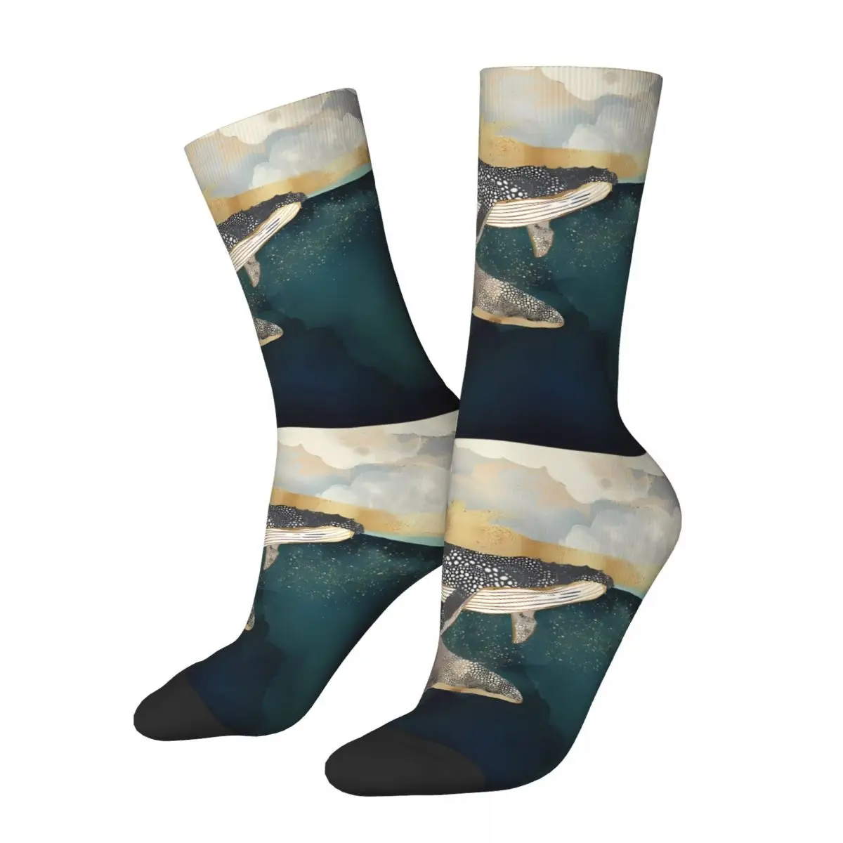 Marine Creatures Jellyfish Octopus Whale Sock Printed Man Polyester