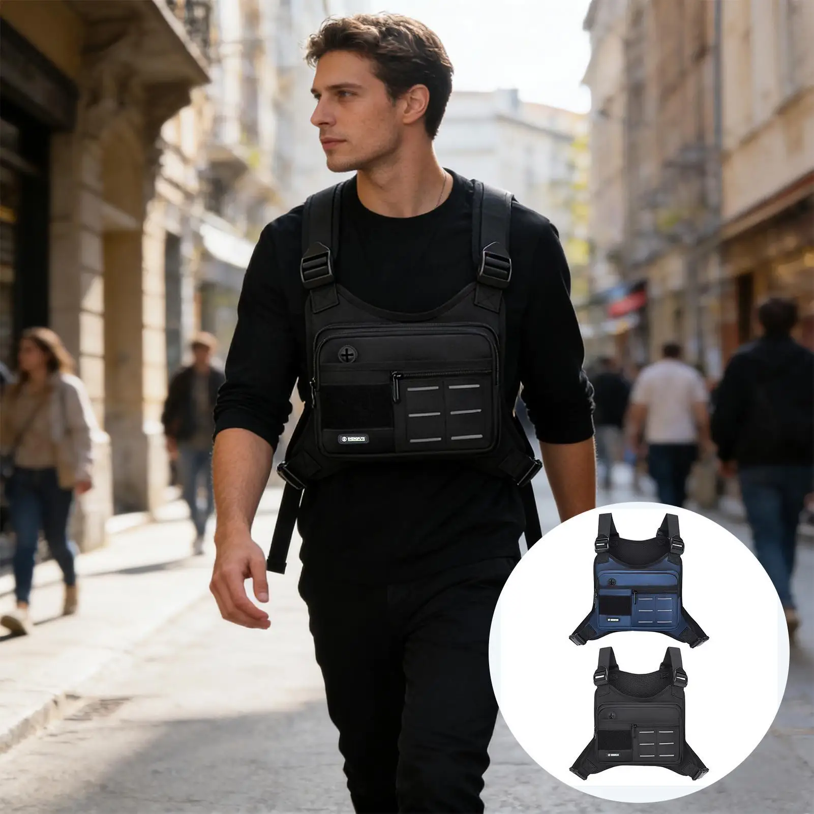 Chest Pack Adjustable Large Outdoor Vest Storage Pouch Hiking Chest Pack For Travel Running Hiking Gym Fishing Work