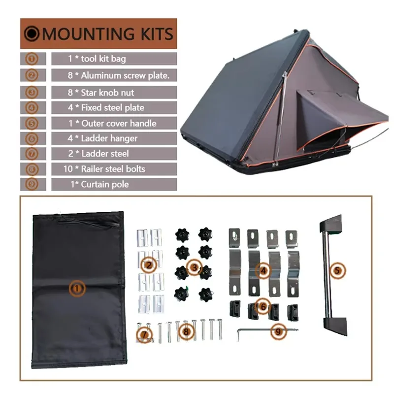 

【Popular】Outdoor 2-3 Person Waterproof Hard Shell Dachzelt Roof Top Tent Camping ABS Shell Rooftop Tent