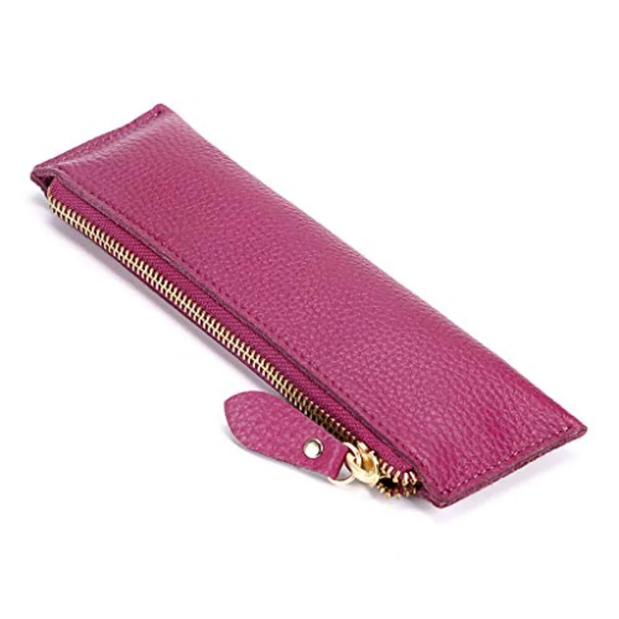 

Genuine Leather Pencil Case - Zippe Pen Case Stationery Bag Zipper Pouch Pencil Holder