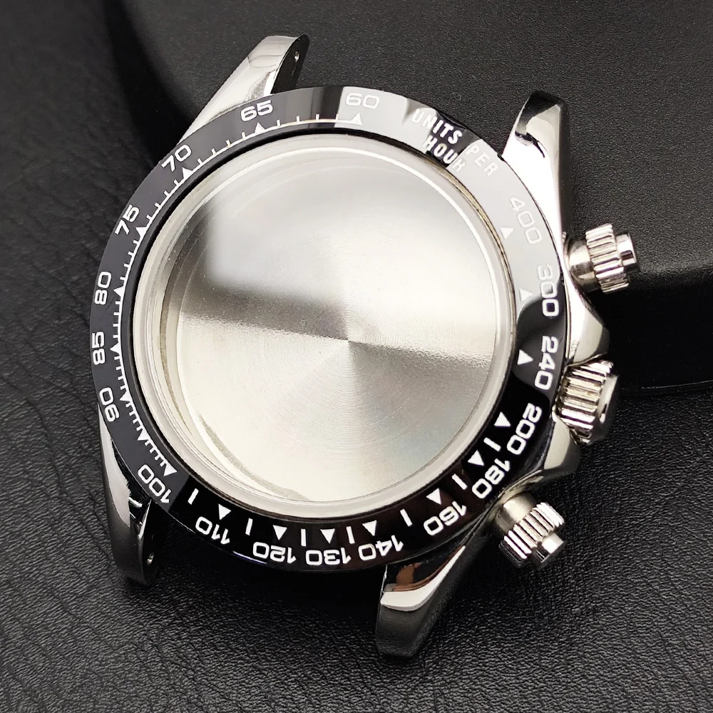39.3MM Watch Case Fits VK63 Movement Mechanical Watch Parts Men's Watches Steel Case High Quality VK63 Case 20mm Watch Strap