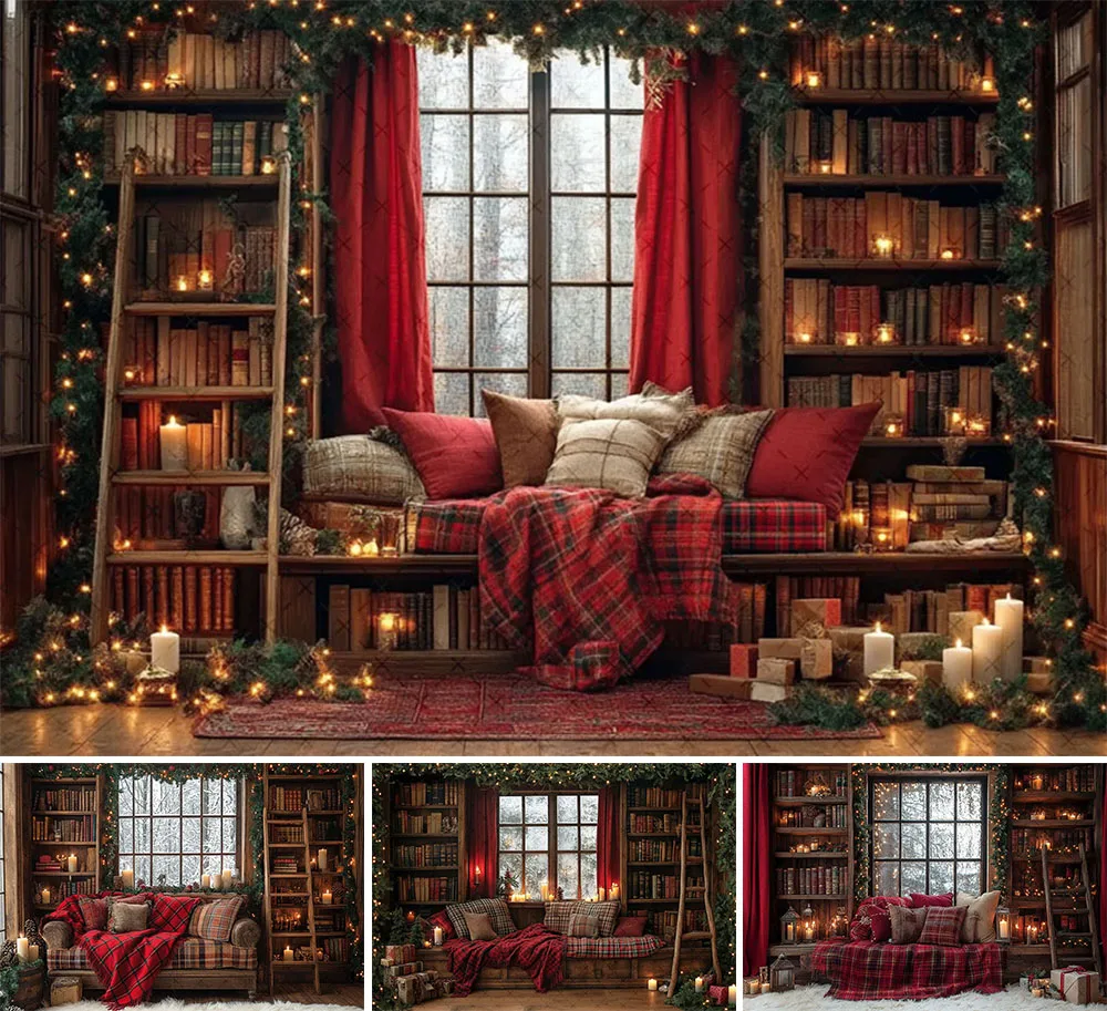 Фон для фотосъемки Mehofond, Рождество, ретро, интерьер, окно, подарки, рождественская елка, детский семейный портретный декор, фон для фотостудии