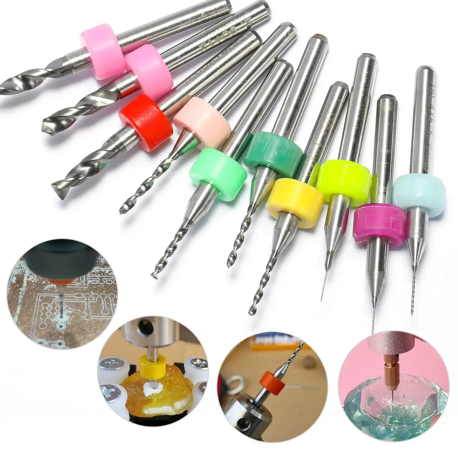 10Pcs Tungsten Carbide PCB Micro Drill Bits Set,0.1‑3.0mm Precision Drilling Tools for Printed Circuit Boards and Plastics
