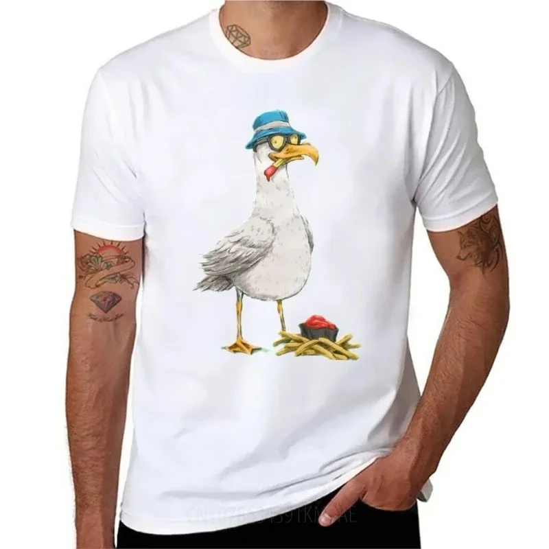 Seagull with fries T-Shirt new edition funnys mens vintage t shirts