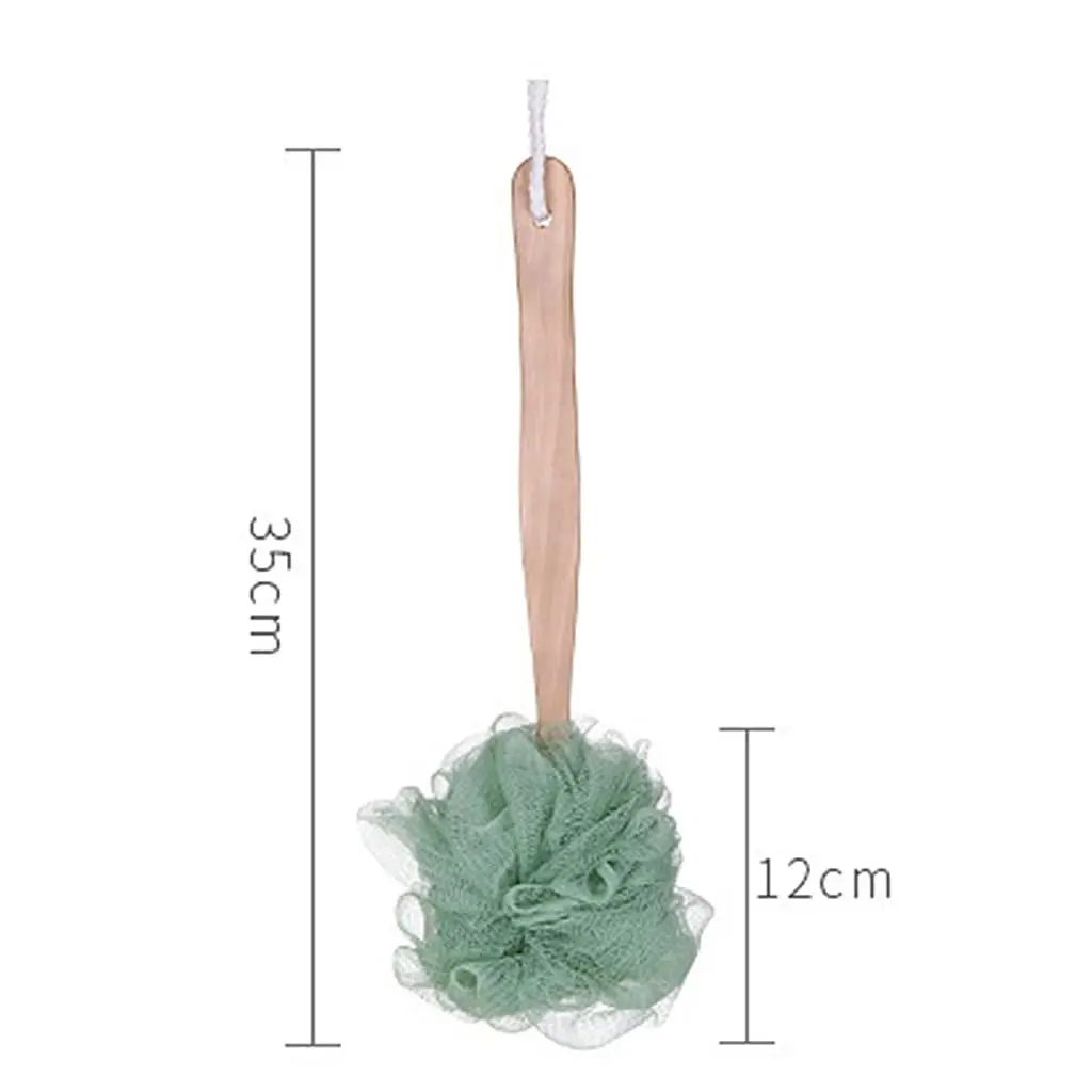 Wooden Long Handle Bath Brush Soft Mesh Back Scrubber Shower Body Cleaner Sponges Brushe Bathing Ball