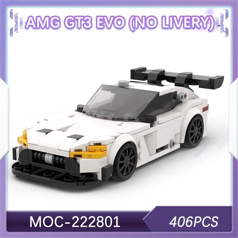 

406PCS City Speed Champion AMG GT3 Evo (No Livery) Garage Sports Car MOC Ideas Creative Vehicle Toys Building Blocks MOC-222801