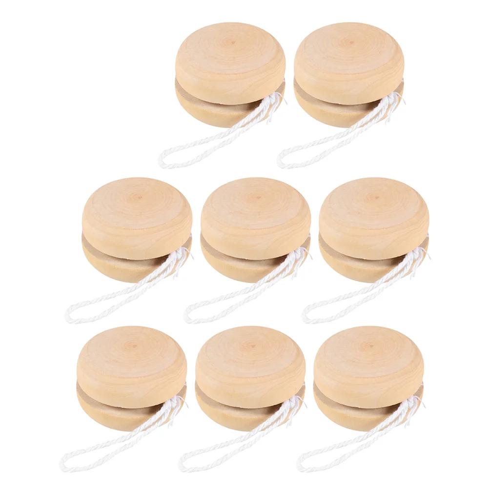 8 Pcs Wooden Yo Yo Balls Toy Doodle Gifts Kids Drawing Unfinished Painting Graffiti Child Party Khaki Craft Projects Safe