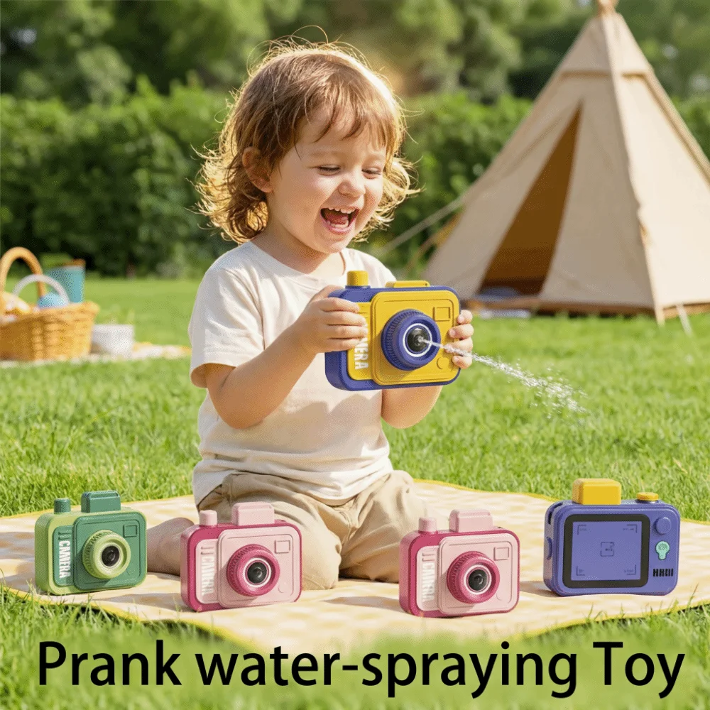 Double-sided Camera Water Blaster Retro Front & Rear Nozzles Prank Water Handheld Double Spray Function Squirt