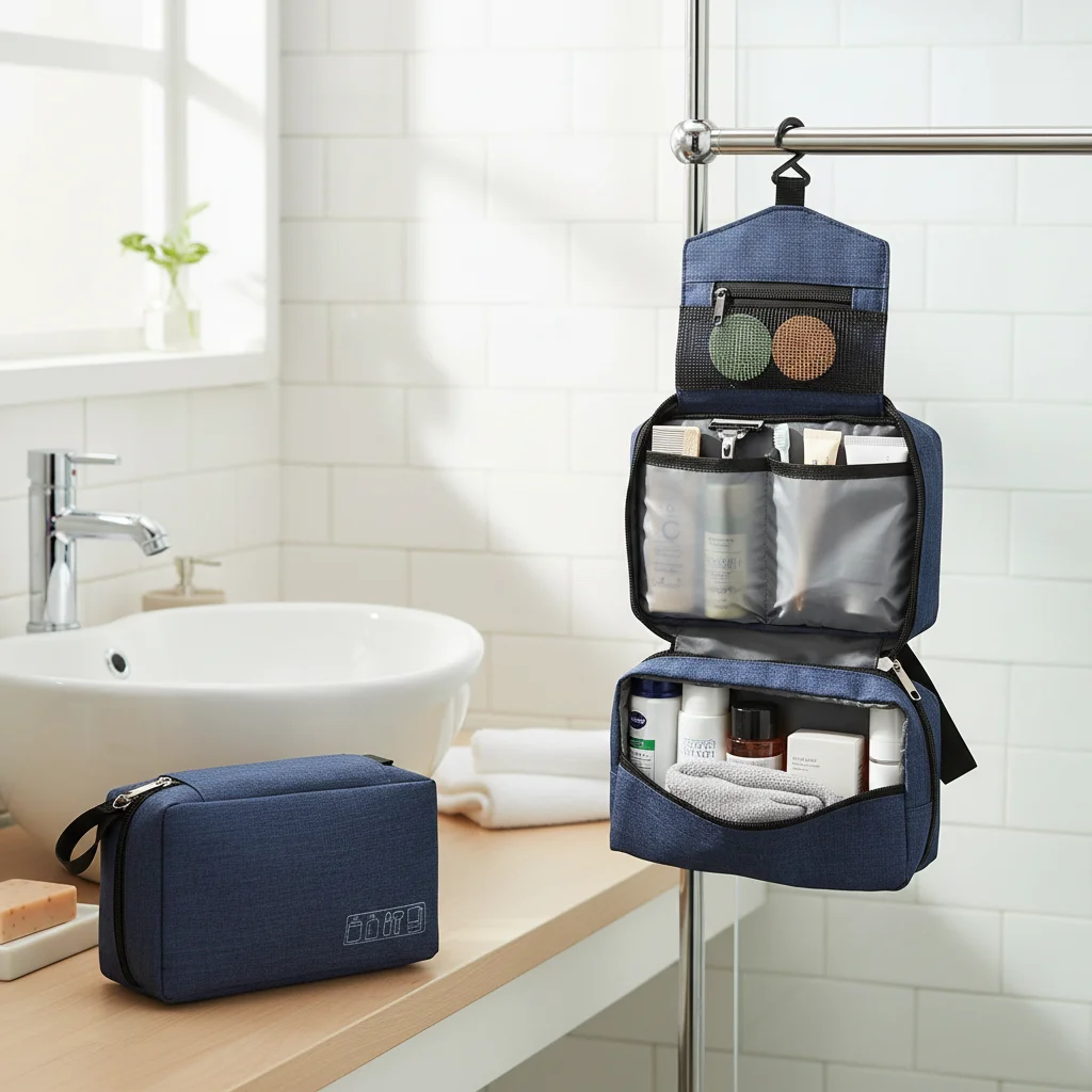 Waterproof Toiletry Bag for Business Travel Men's Large Capacity Dry Wet Separation Wash Bag Nylon Organizer Durable Gear