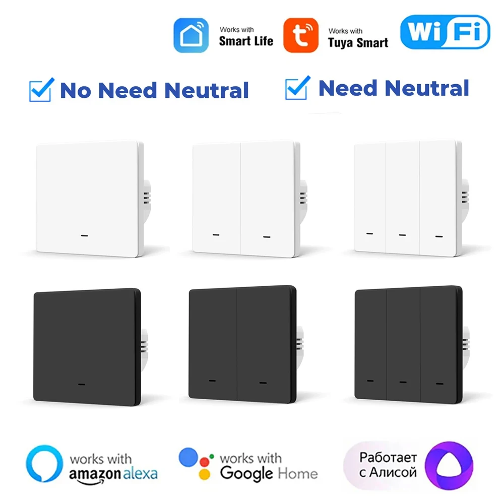 Tuya EU UK Smart WiFi/Zigbee Light Switch Кнопка без/с нейтральным проводом Smart Life через Alexa Google Home Яндекс Алиса Tuya EU UK Smart WiFi/Zigbee Light Switch Кнопка без/с нейтральным проводом Smart Life через Alexa Google Home Яндекс Алиса
