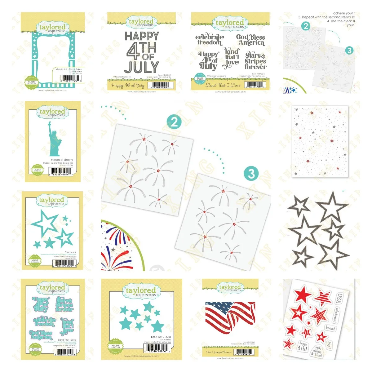 Fireworks Happy Love Star Spangled Banner New Arrival Metal Cutting Dies Stamps Stencil for 2022 Scrapbook Diary Decoration