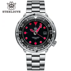 Steeldive SD1975T Black Dial Ceramic bezel 30ATM 300m Waterproof 47.5MM Steel Case NH35 Automatic Tuna Mens Dive Watch