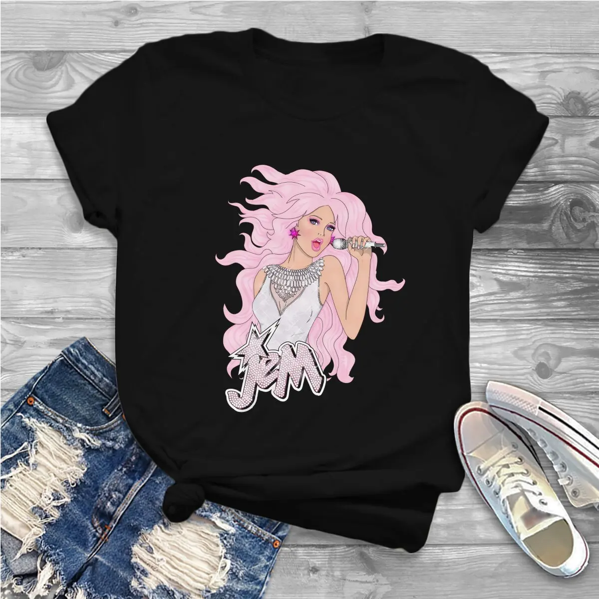 Dazzling Diamonds Jem And The Holograms Women T Shirt Alternative Unisex Polyester O-Neck TShirt Harajuku