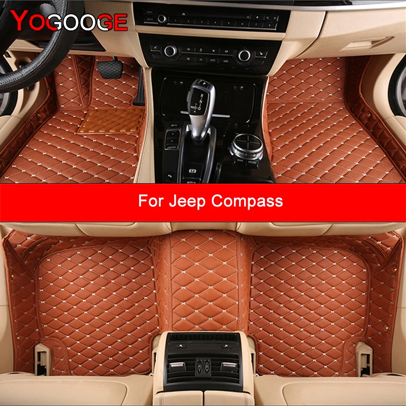 YOGOOGE Custom Car Floor Mats For Jeep Compass 2007-2023 Auto Carpets Foot Coche Accessorie