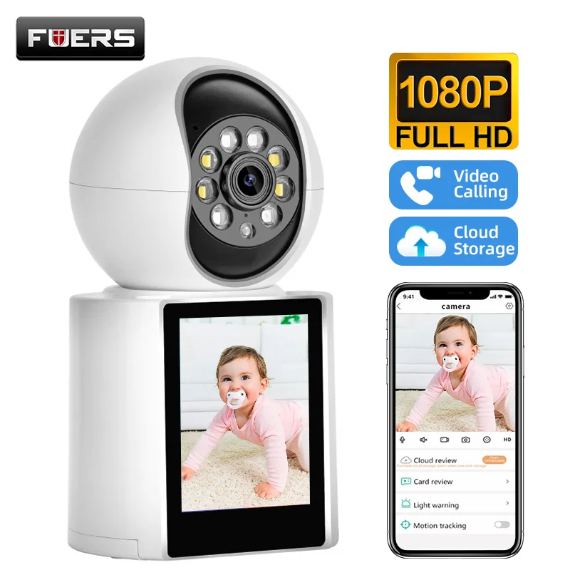 FUERS 2.8inch Screen Video Intercom Camera 1080P WIFI IP Camera Baby Monitor Smart Home Wifi Camera Auto Tracking CCTV Cam ICSEE