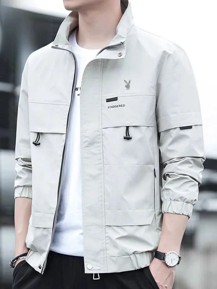 

Мужская повседневная куртка свободного кроя, весна 2024, модный тренд, рабочая одежда, полиэстер, длинный рукав, на молнии