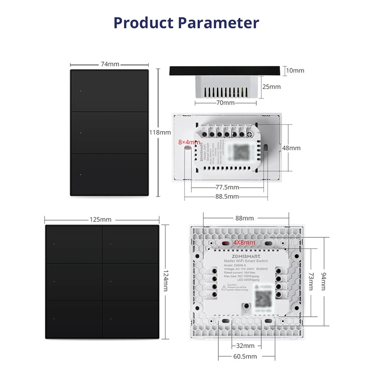 ABXHH Matter WiFi สมาร์ทสวิทช์สวิตช์ไฟผนังสมาร์ทควบคุมปุ่มแก๊สสําหรับสมาร์ทกิจกรรม Homekit APP 1 Gangs