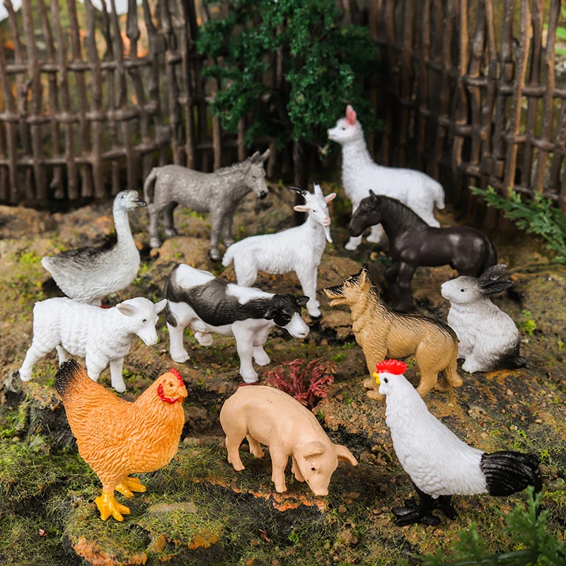 오에눅스 숲 야생 동물 모델 농장 열대어 원시인 도마뱀 나비 액션 피규어 PVC 세트 교육용 어린이 장난감 선물