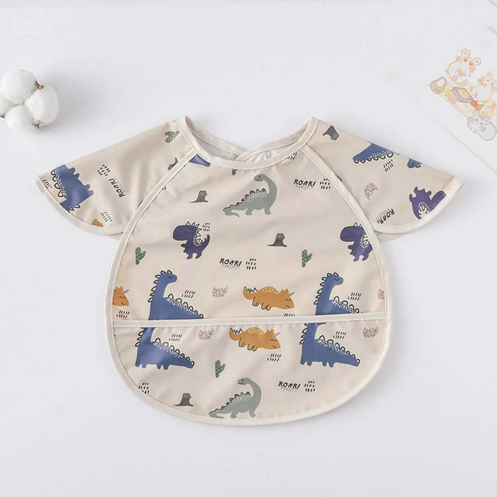 

Rice Bag Waterproof Baby Bibs Soft Short Sleeve Feeding Apron Cartoon Print Sleeveless Washcloth Bib Toddler