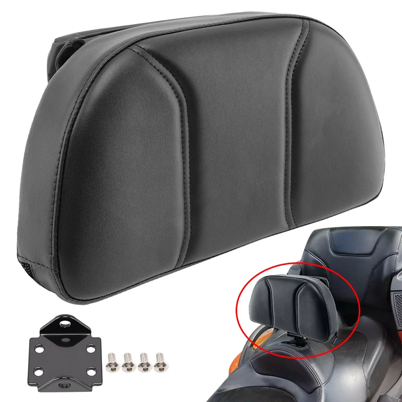 Universal For Harley Yamaha Honda Suzuki Kawasaki Chopper Motorcycle Driver Backrest PU Leather Cushion Pad With Storage Pouch