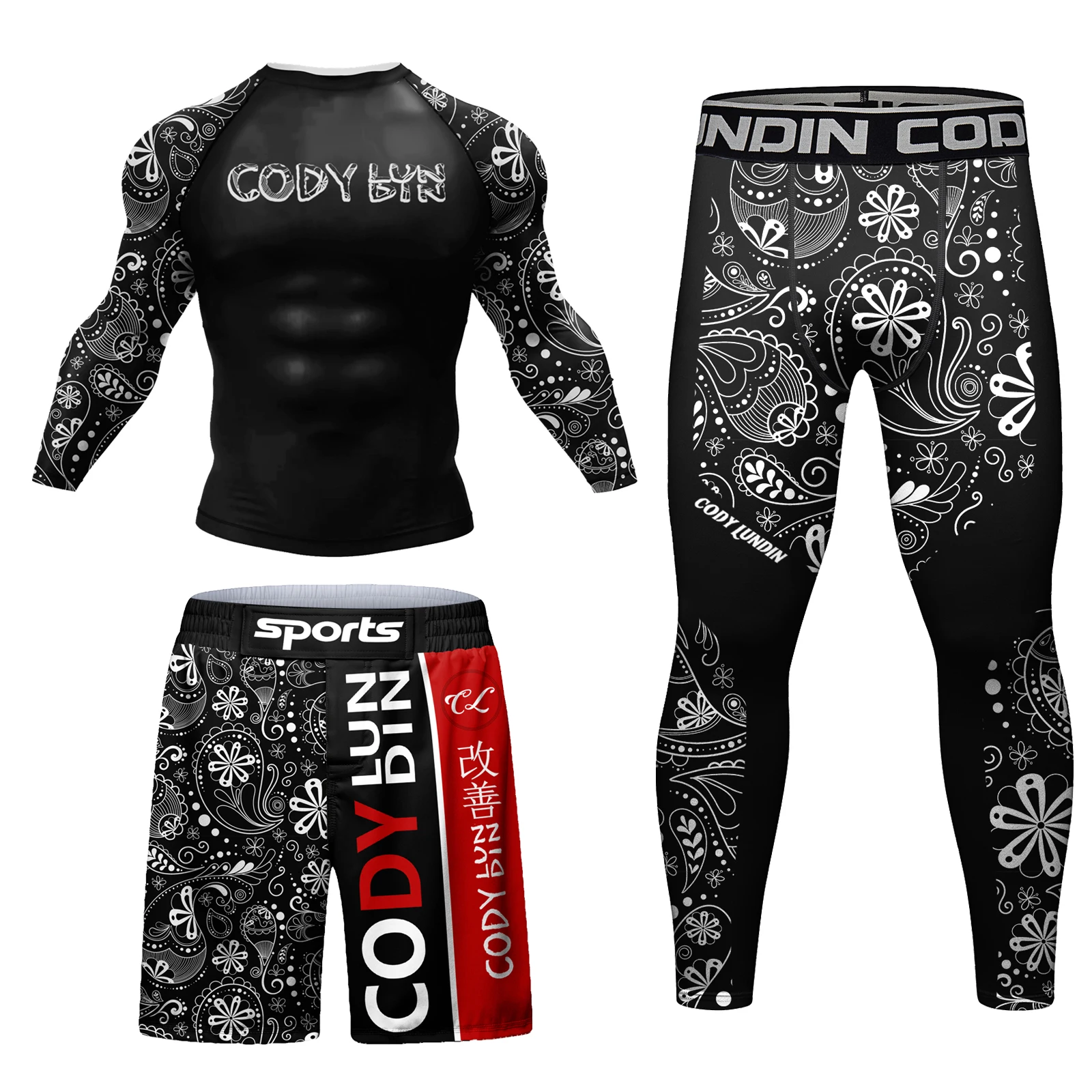 High Selling Jogging Boxe Sportsuit Jiu Jitsu Rushguard For Men MmaT shirt +Pants Set Gym Clothing Mma Rash Guard Kickboxing Kit